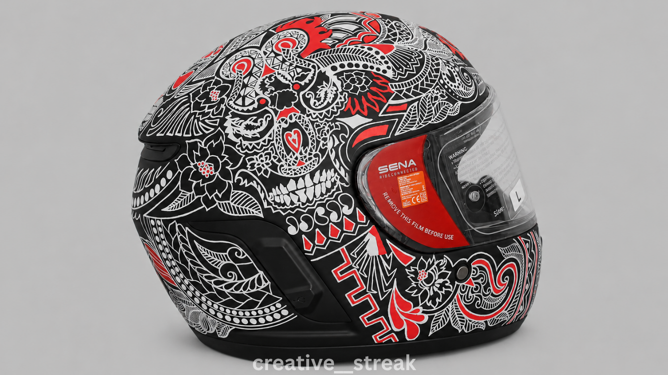 Custom hand-painted doodle motorcycle helmet